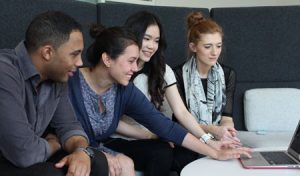 Pictured left to right: Luis Santos (from Portugal), Maria Camila Villa Jurado (from Colombia), Vanessa Van Huynh (from Vietnam) and Rebecca Lee (from the UK).