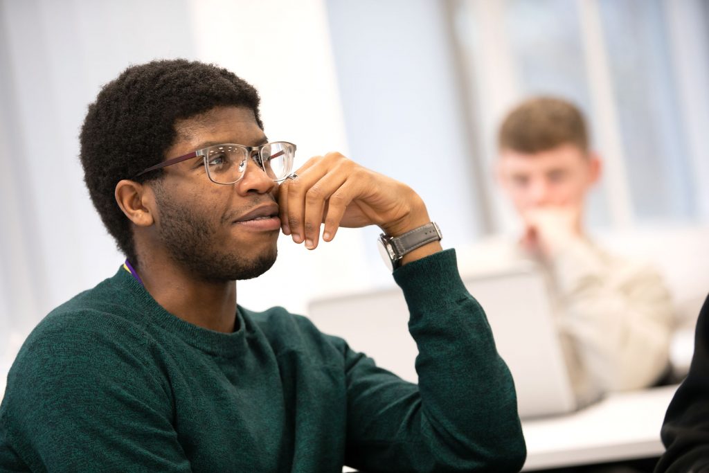 Student listening in class