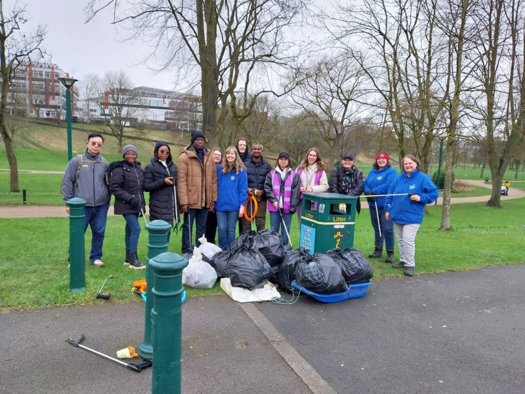 Volunteers at a litter pick