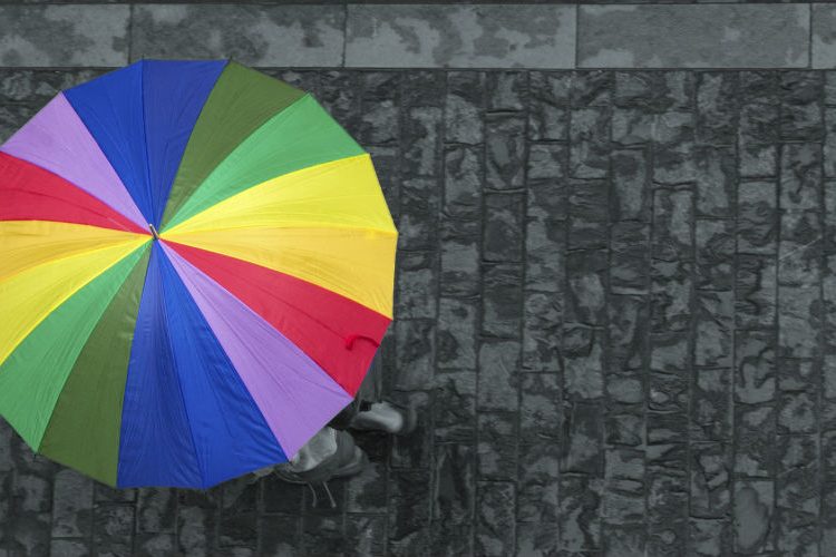 Multi-coloured umbrella