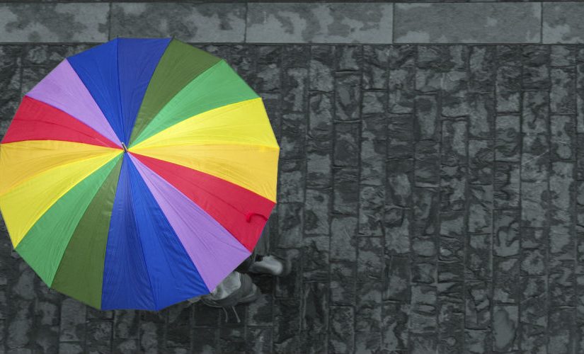 Multi-coloured umbrella