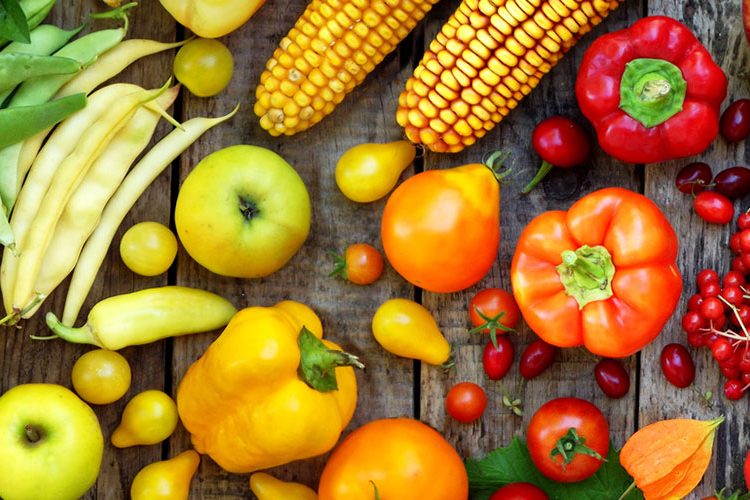 Image: colourful selection of fruit and vegetables