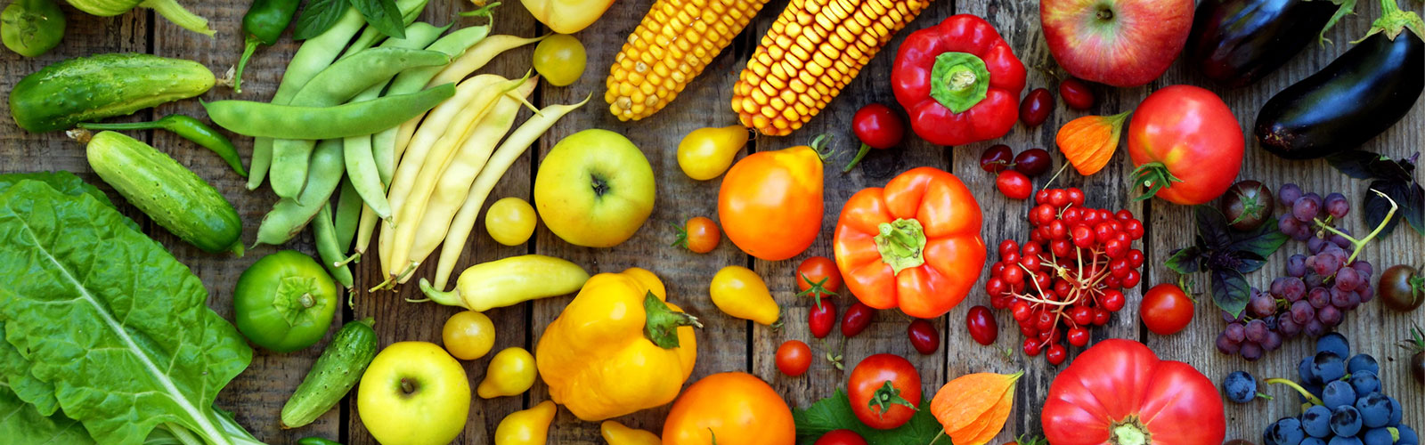 Image: colourful selection of fruit and vegetables