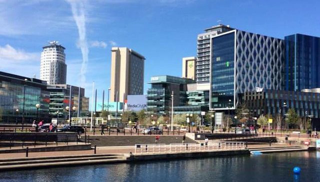 image: Skyline photograph of media city