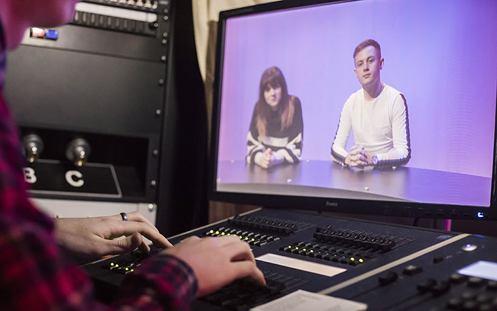 Image: Rhys and Seren in TV Studios 