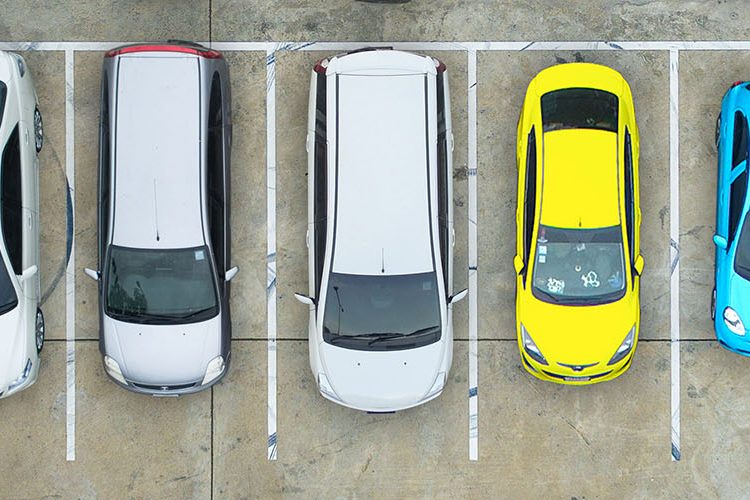 Image: Empty parking lots, aerial view.