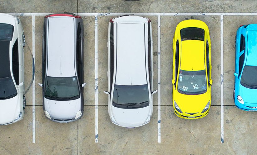 Image: Empty parking lots, aerial view.