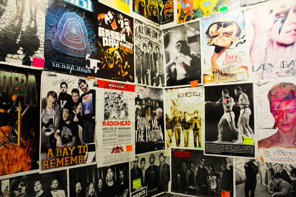 Image: Poster covered wall in Afflecks Palace