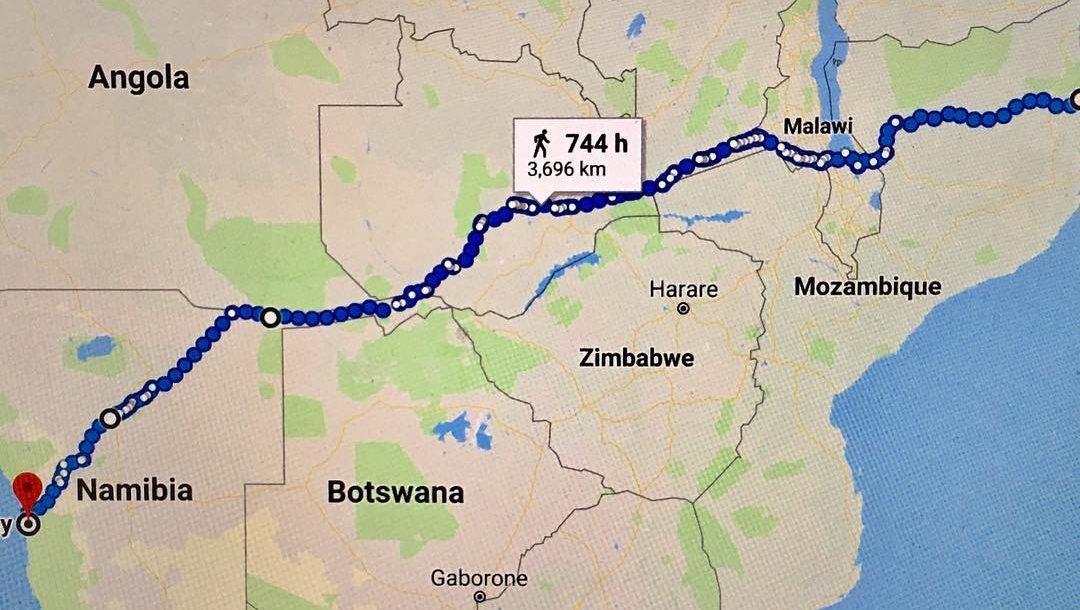 image: map of africa west coast to east coast run for charity