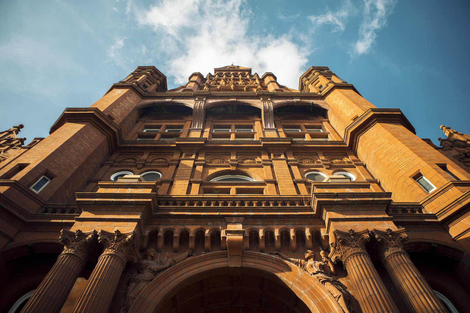 image: photograph of peel hall from below 