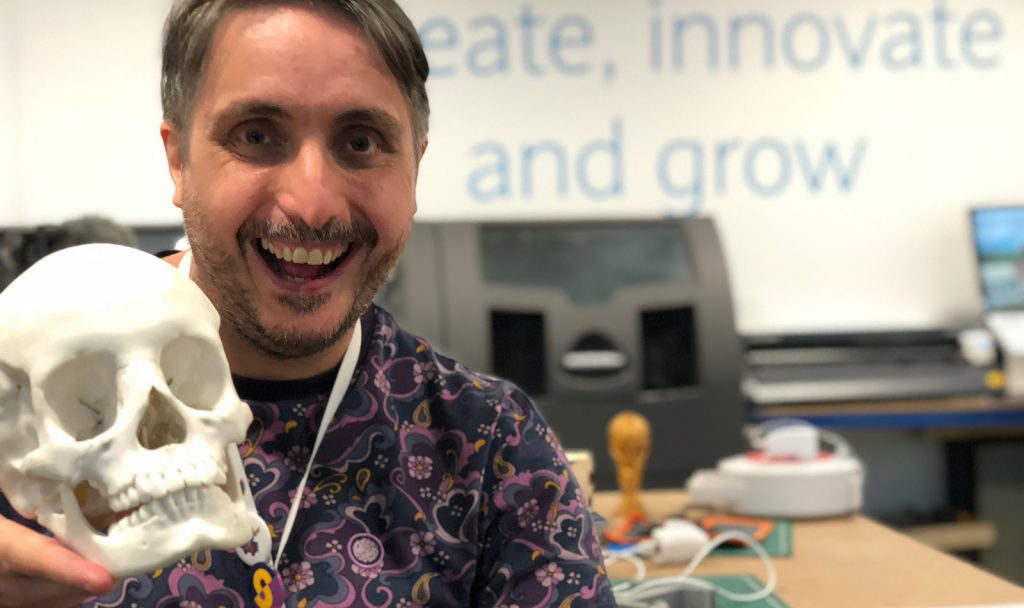 Image: Paul with a printed skull