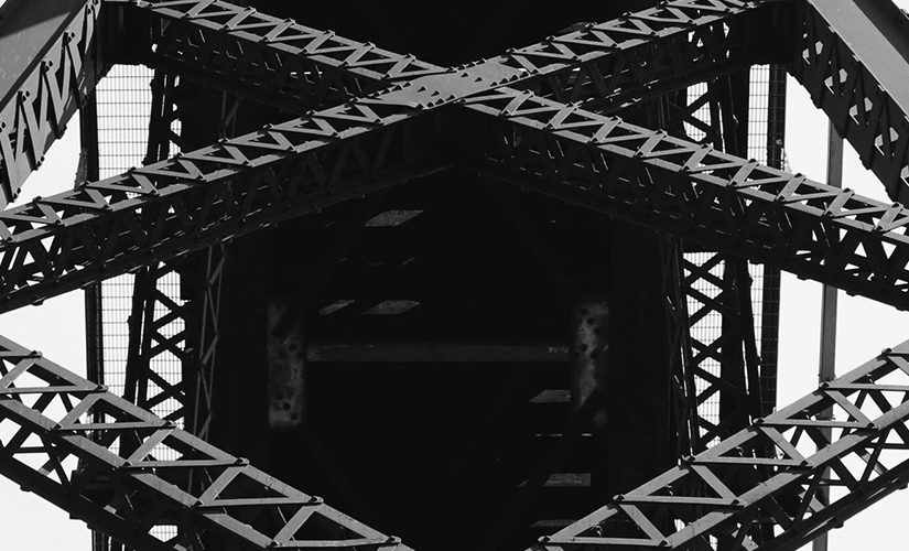 Black and White photo of a bridge