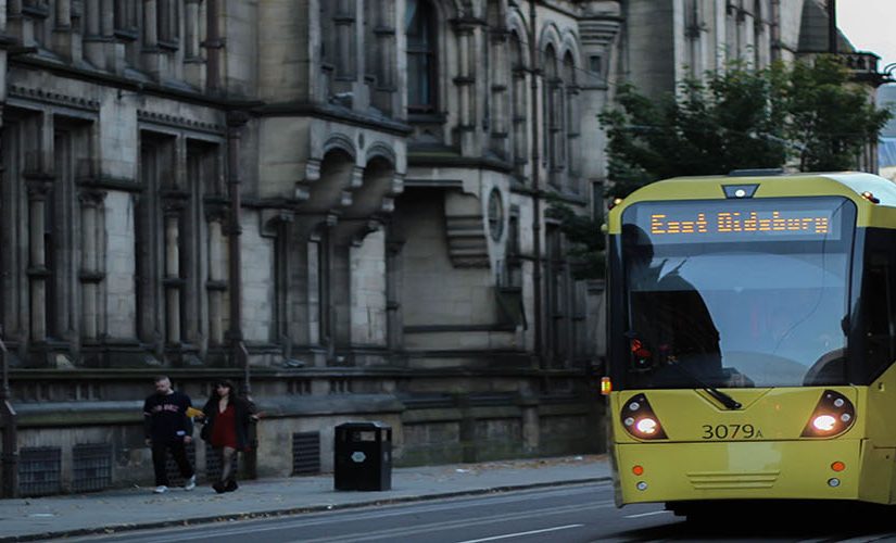 Photo of tram coming towards the camera