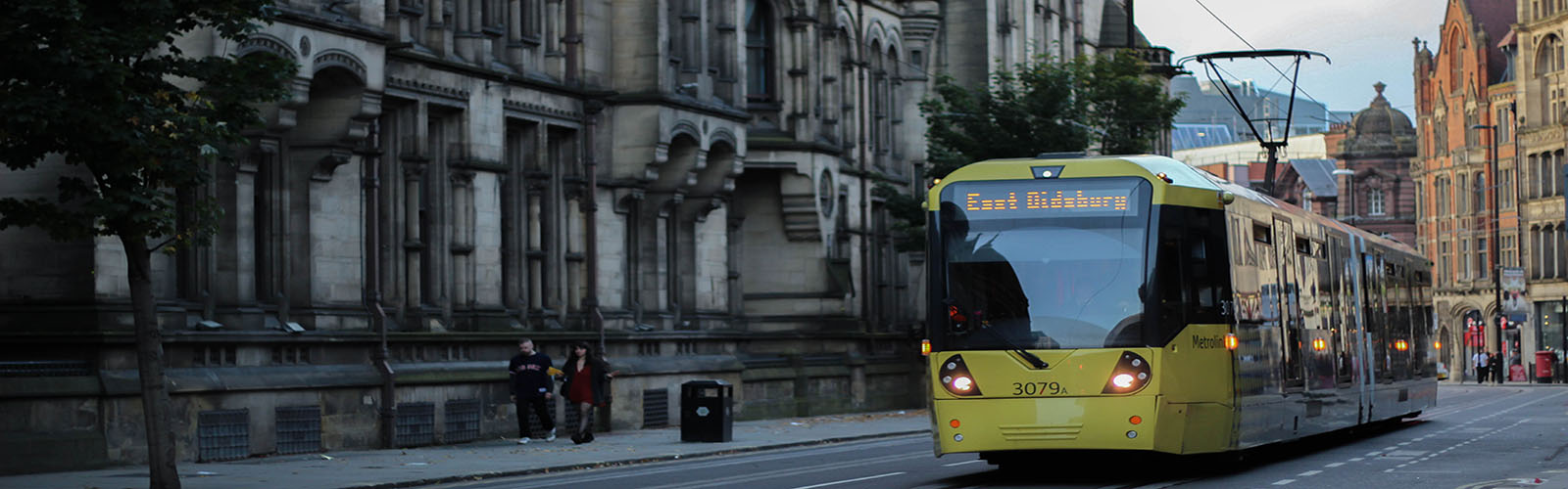 Photo of tram coming towards the camera