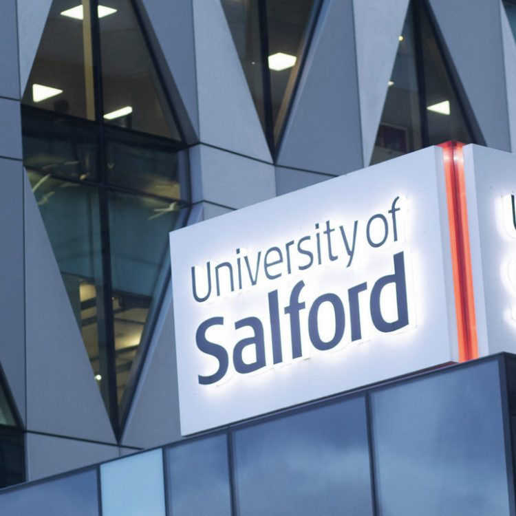 Photo of University of Salford Sign in Mediacity Campus