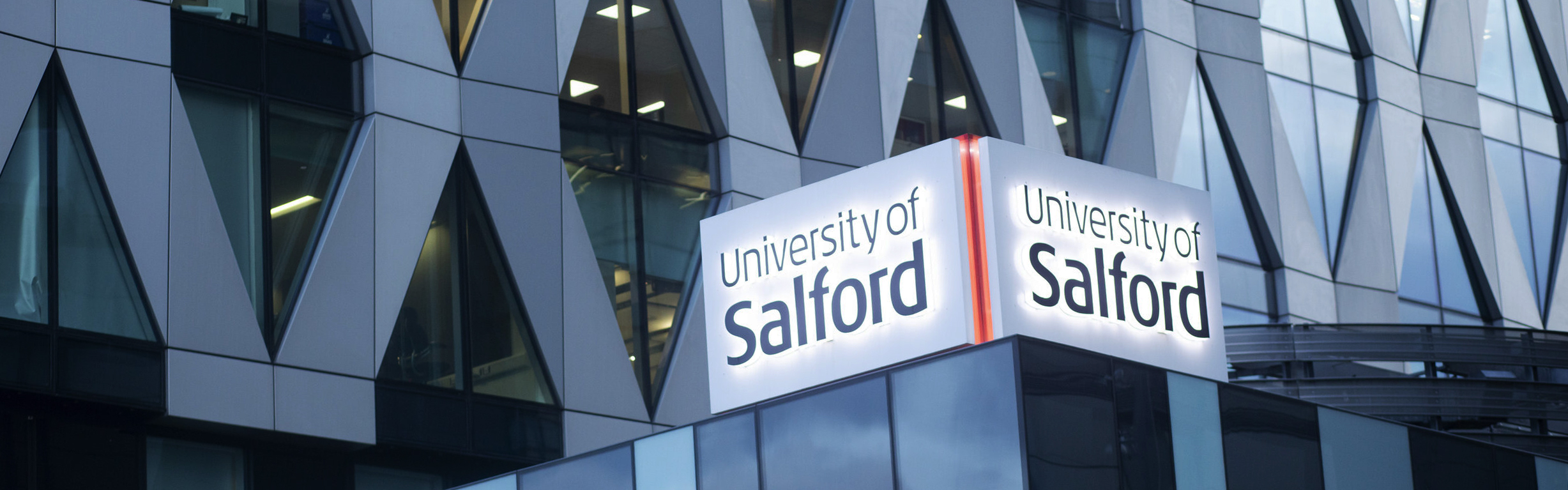 Photo of University of Salford Sign in Mediacity Campus