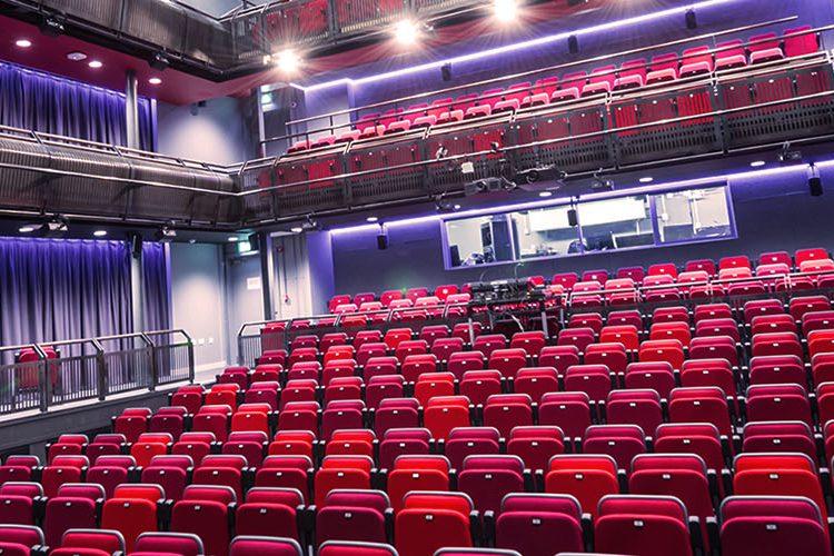 A photo of the inside of the University of Salford's Theatre.