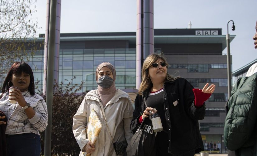 Photo of Aisha with her friends in MediacityUK