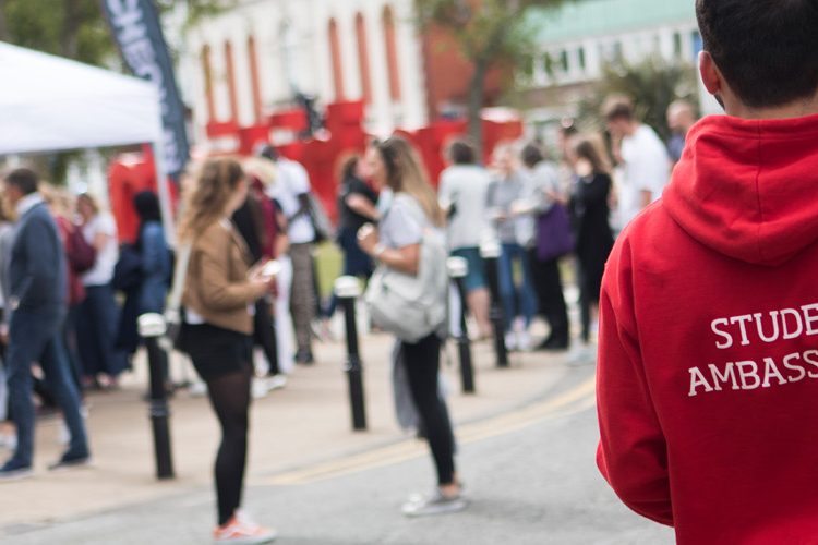 Photo of the back of a student ambassador