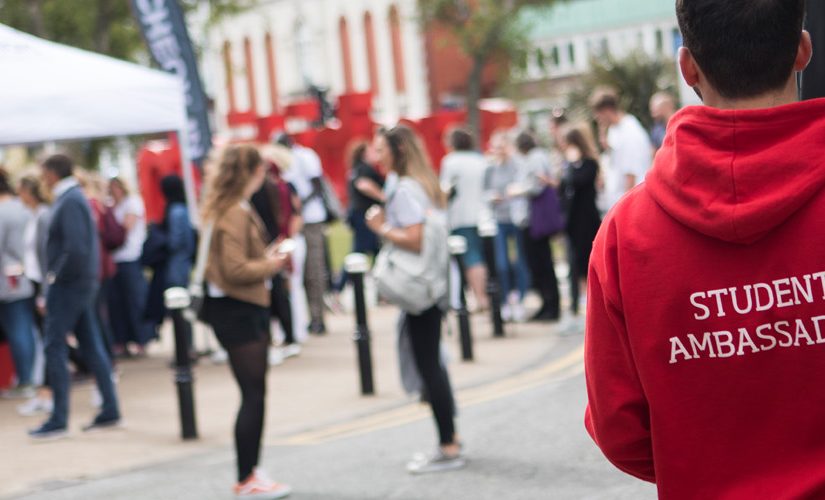 Photo of the back of a student ambassador