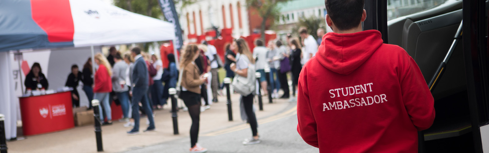 Photo of the back of a student ambassador