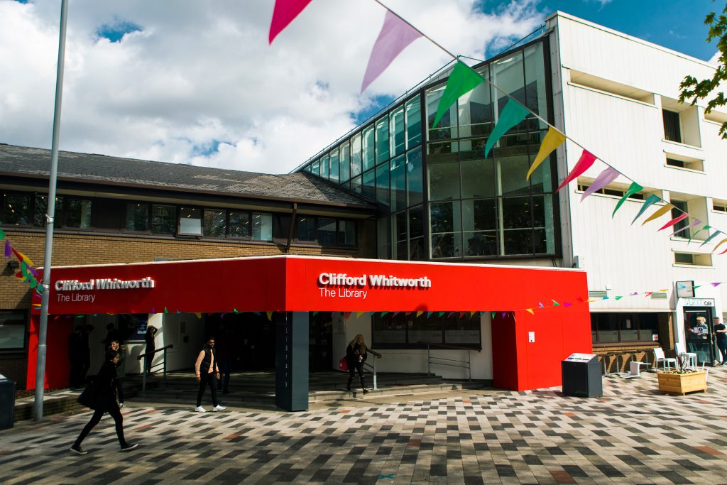 Frontage of Clifford Whitworth Library on Peel Park Campus