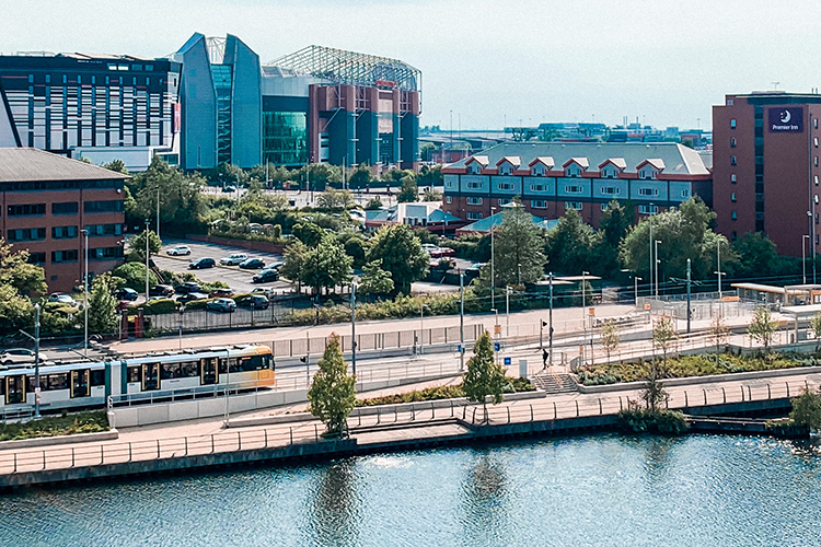 Drone shot of Old Trafford Stadium