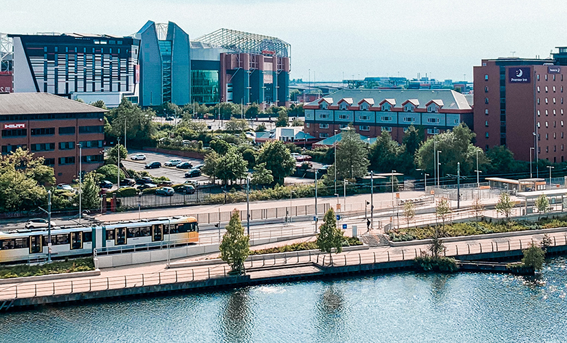 Drone shot of Old Trafford Stadium