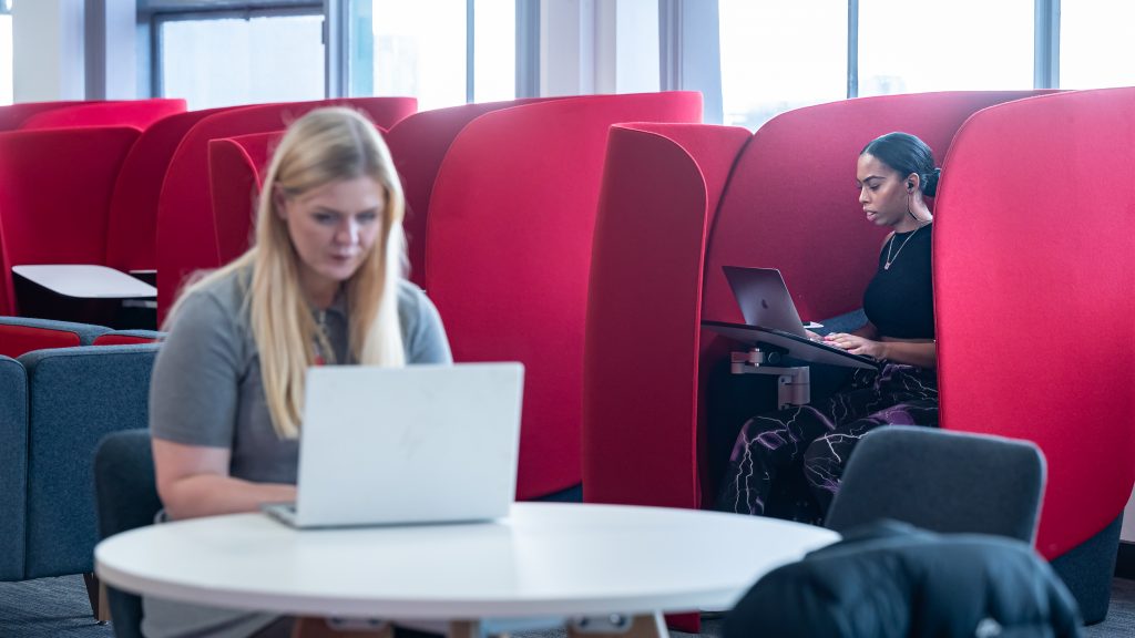 Students studying independently in the Maxwell Building