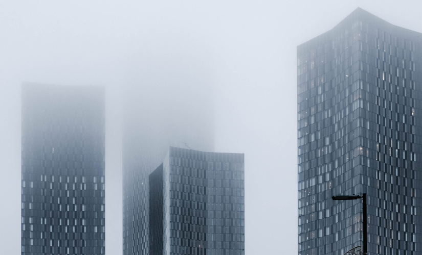 Photo of the Skyscapers in Deansgate with mist