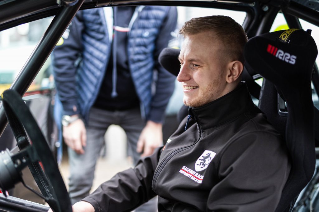 Image of Jonathan in Salford Racing car