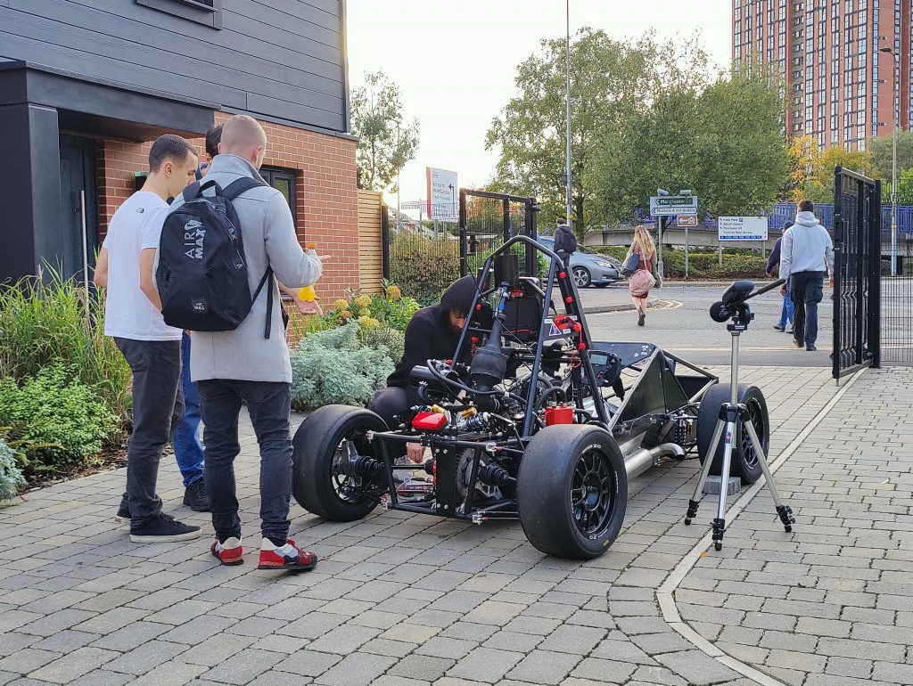 Salford students testing car on campus