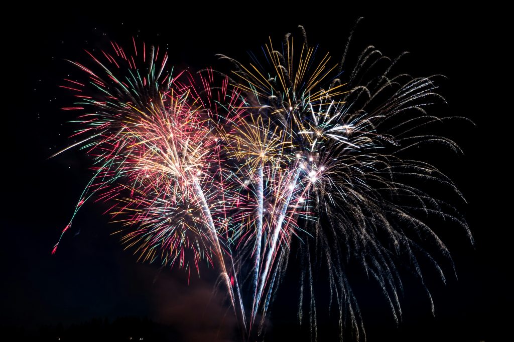 Colorful fireworks in the night 