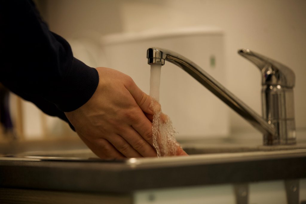 a photo of washing hands 