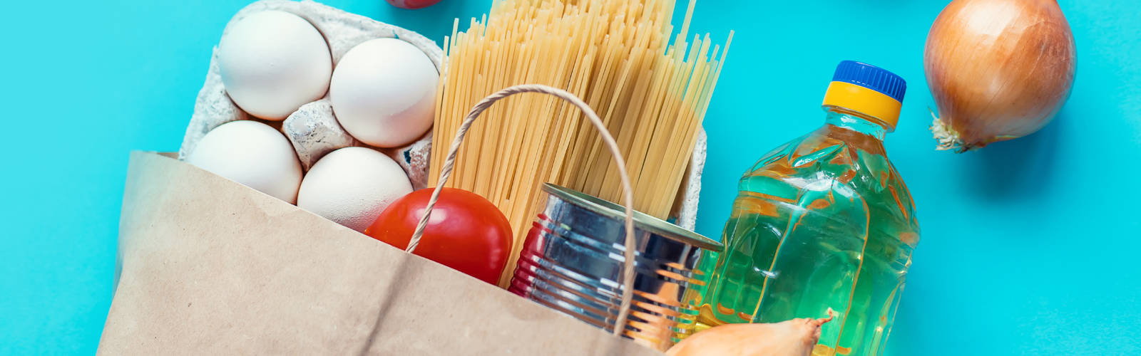 A grocery bag full of shopping