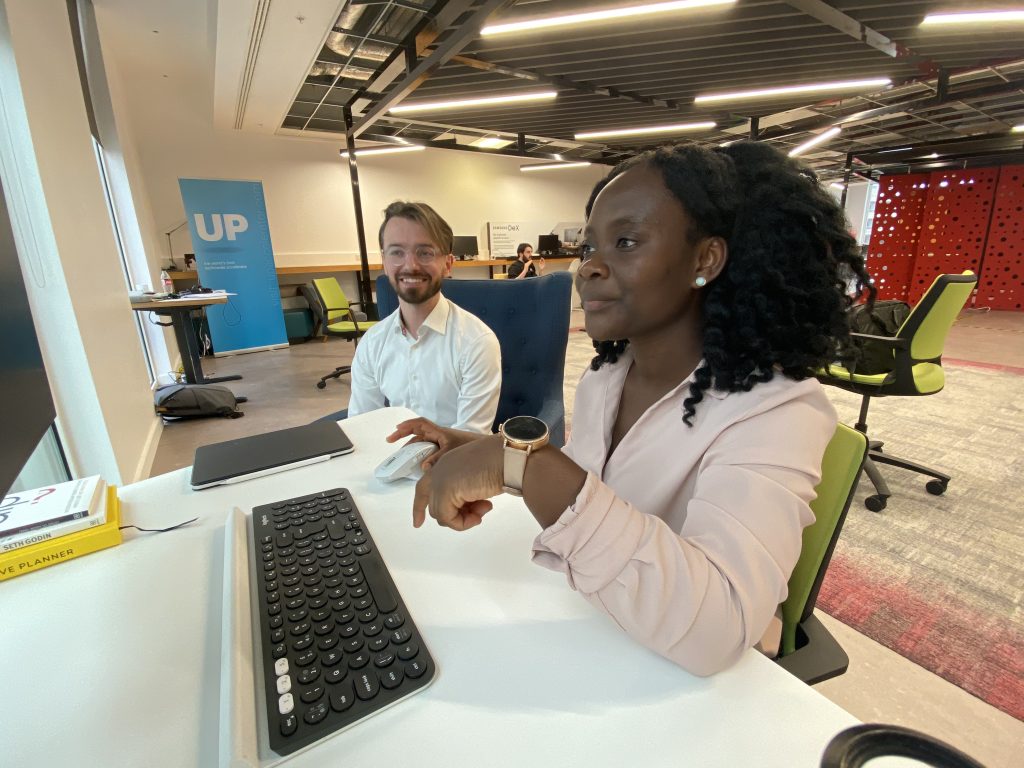 Photo of Jill Arkoh Otabil working at a computer