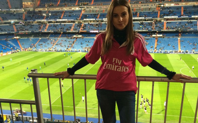 LLB Law student Maria Varsanova at the football