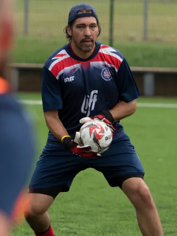 Tim playing Diabetes Futsal, Men's Health Week