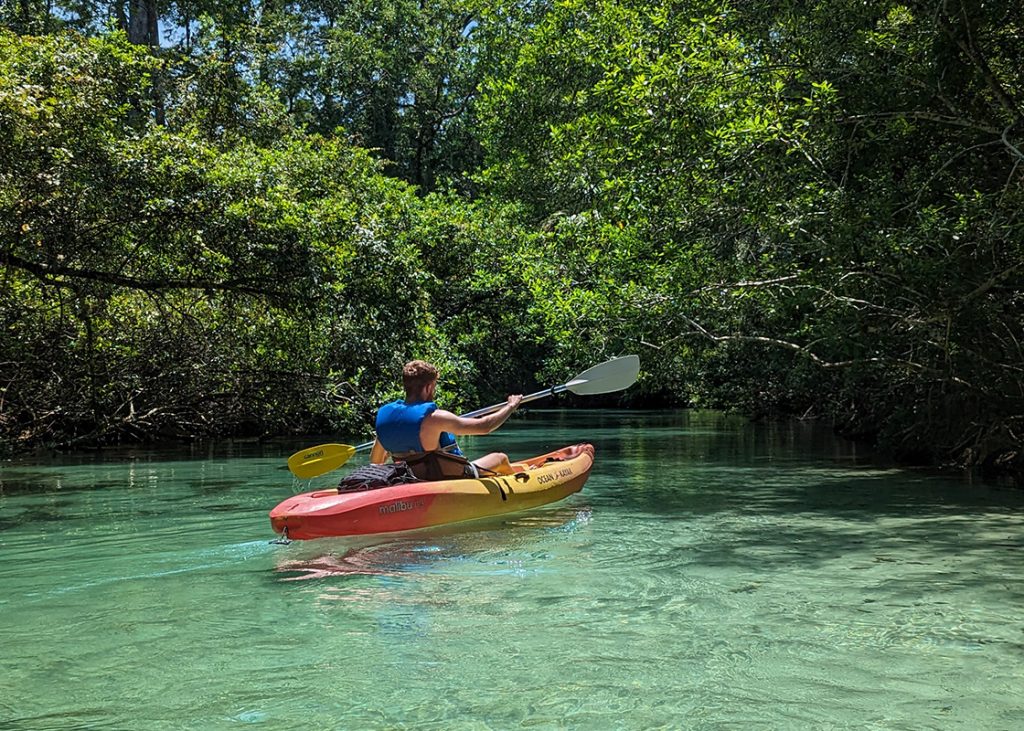 Sport Rehabilitation student Jack kayaking in Florida.